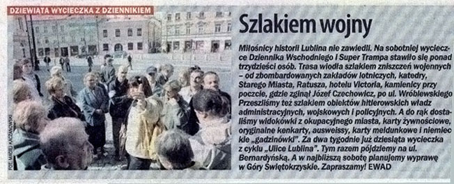 Artykuł prasowy - okupacja w Lublinie cz.1