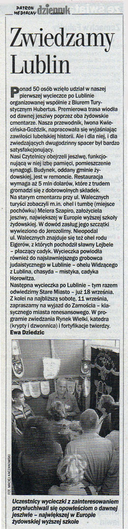 Artykuł prasowy - Historia Żydów lubelskich